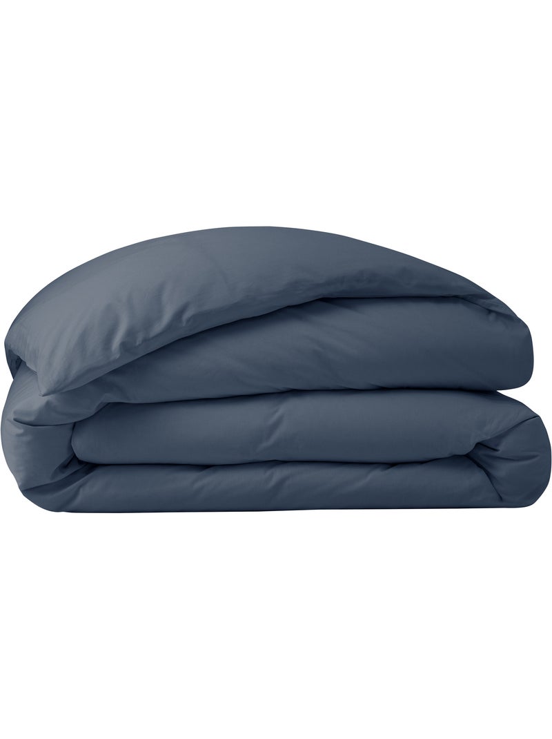 Housse de couette Grand Hôtel Signature — Percale de coton peigné 80 fils/cm² Bleu encre - Kiabi