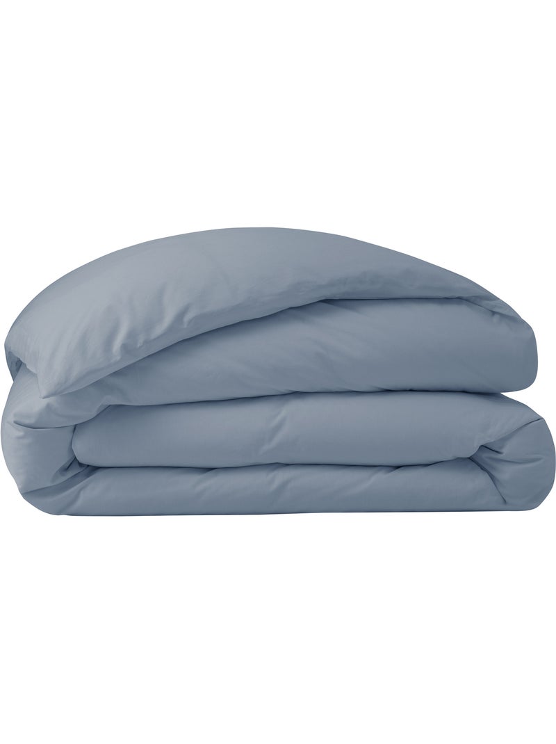 Housse de couette Grand Hôtel Signature — Percale de coton peigné 80 fils/cm² Bleu jean - Kiabi
