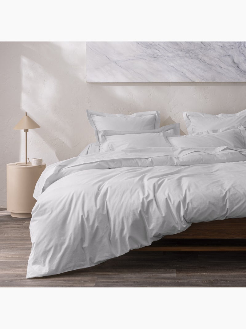 Housse de couette Grand Hôtel Signature — Percale de coton peigné 80 fils/cm² Gris perle - Kiabi