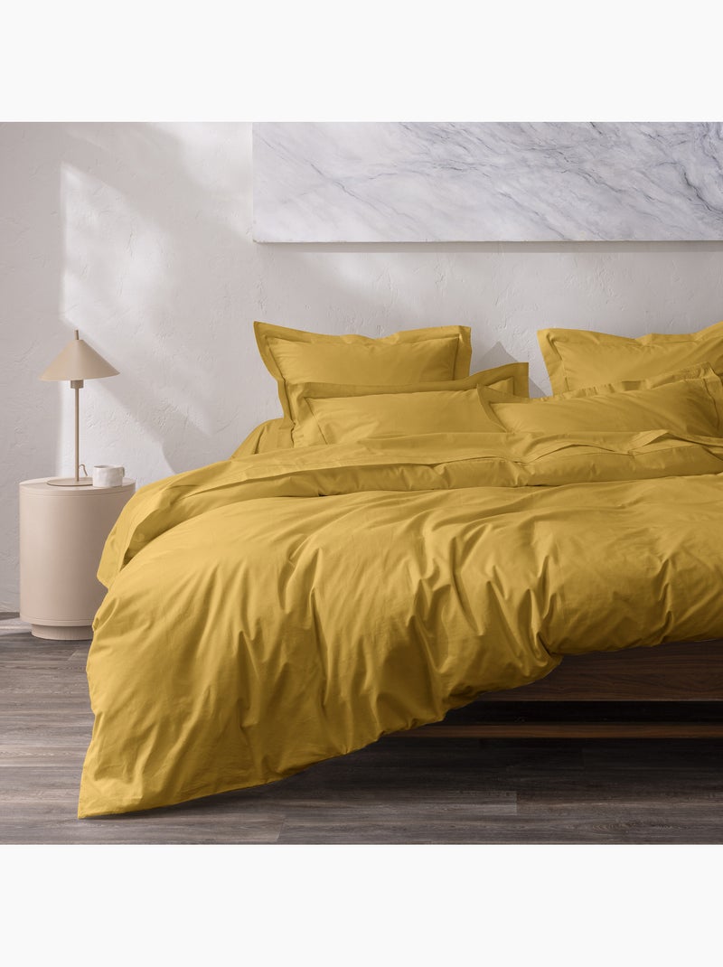 Housse de couette Grand Hôtel Signature — Percale de coton peigné 80 fils/cm² Jaune - Kiabi
