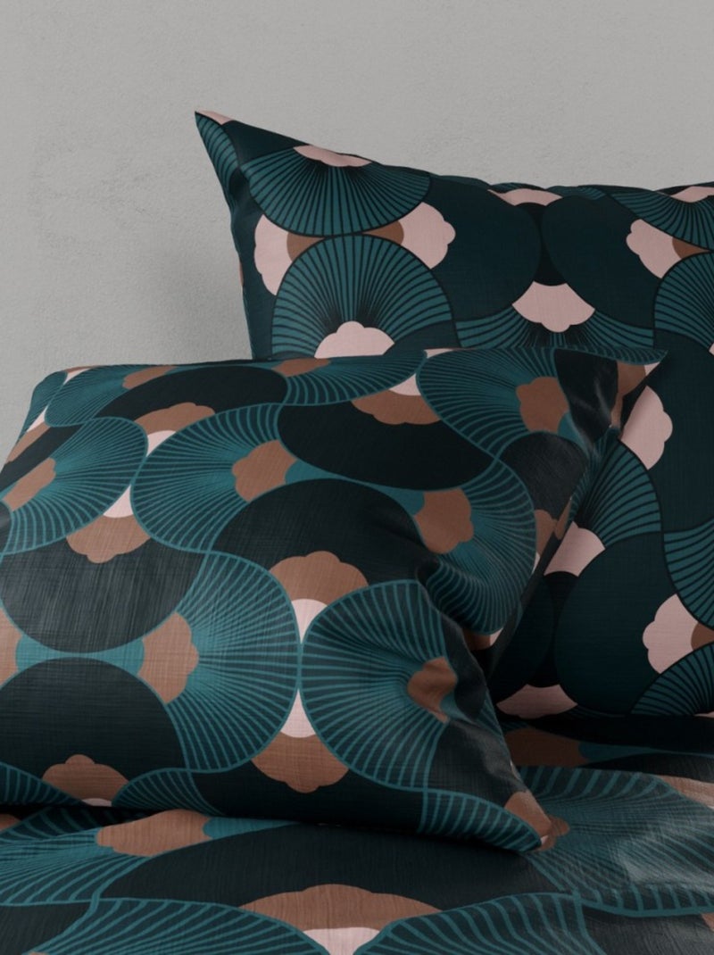 Housse de couette GREEK + 2 taies coton 57 fils Noir - Kiabi
