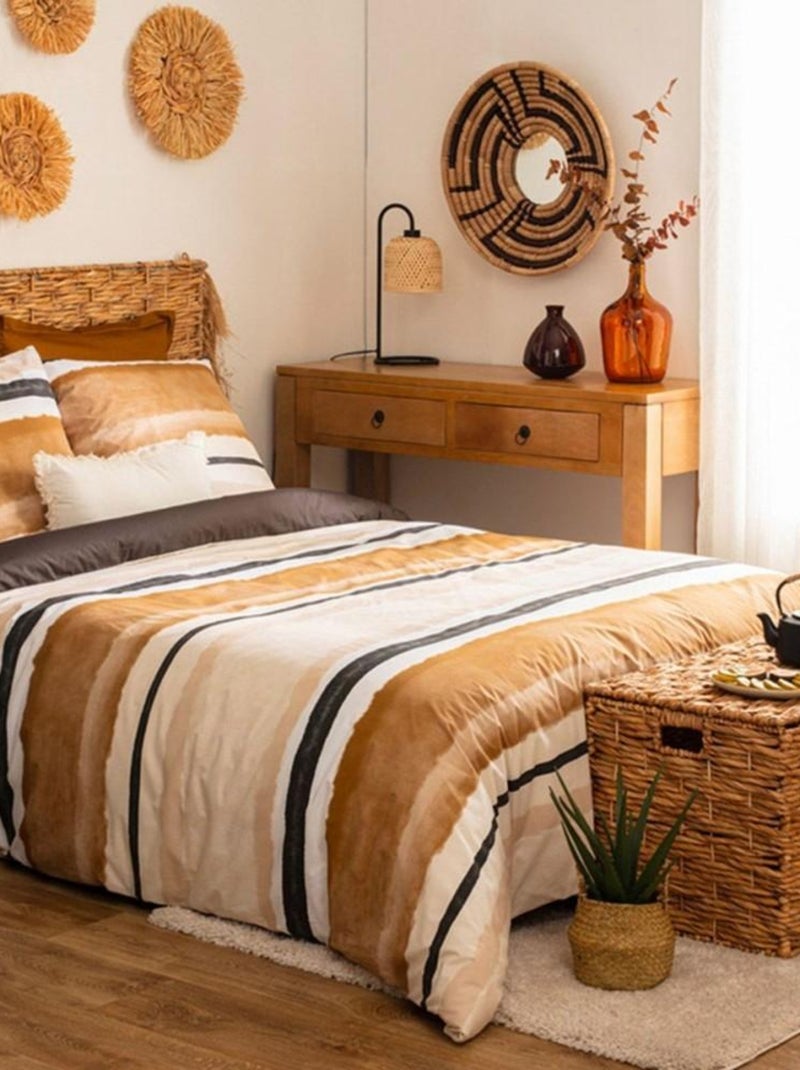 Housse de couette  Hana + taie(s) coton percale 80 fils Jaune - Kiabi