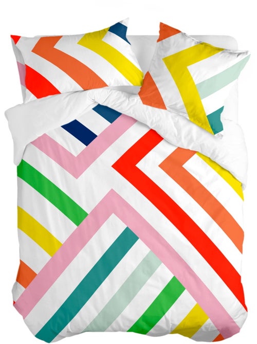 Housse de couette Happy stripes "Happyfriday" - Kiabi