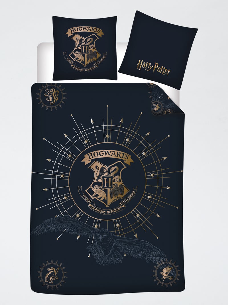 Housse de couette 'Harry potter' 140x200 cm avec oreillers Noir - Kiabi