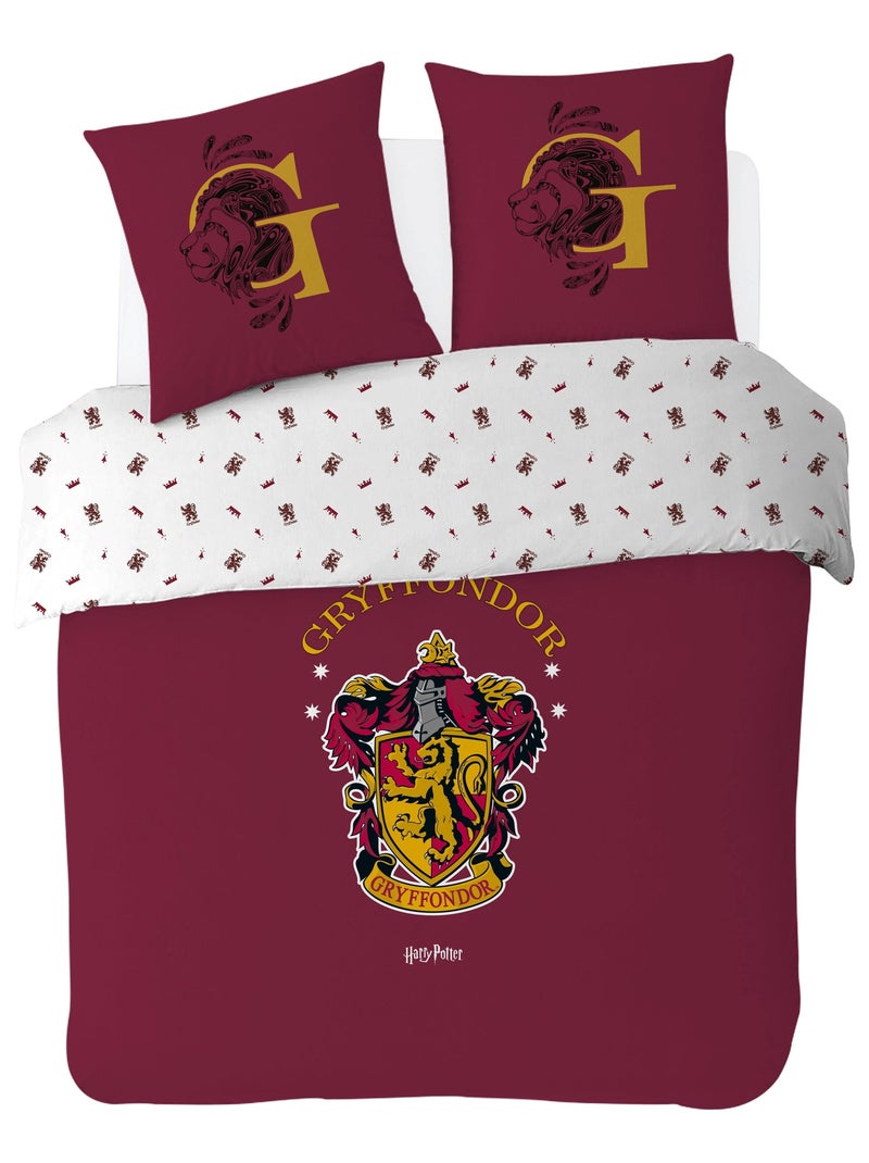 Housse de couette Harry Potter Gryffondor 220x240 cm - 100% coton Rouge - Kiabi