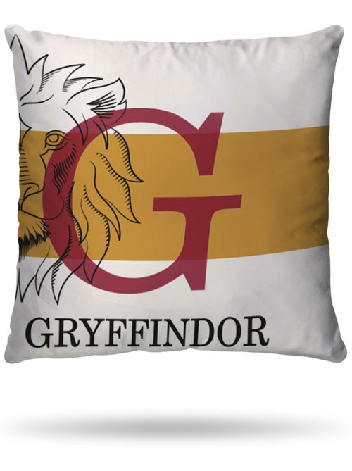 Housse de couette Harry Potter Gryffondor Lion 140x200 cm - 100% Coton - Blanche et or - Kiabi