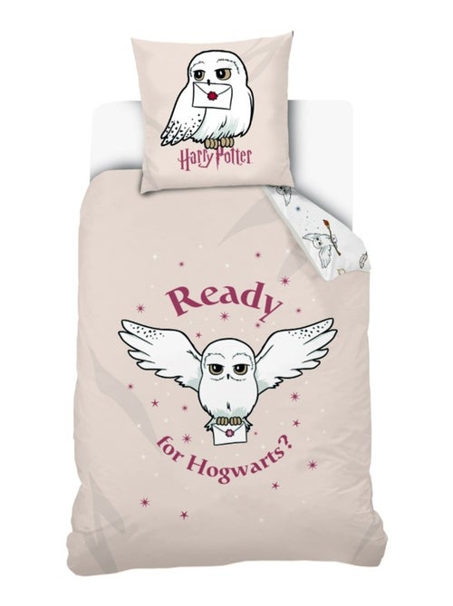Housse de couette Harry Potter Hedwige 140x200 cm - 100% Coton - Rose - Kiabi