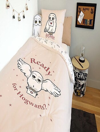 Housse de couette Harry Potter Hedwige 140x200 cm - 100% Coton - Rose