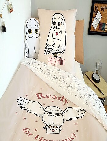 Housse de couette Harry Potter Hedwige 140x200 cm - 100% Coton - Rose