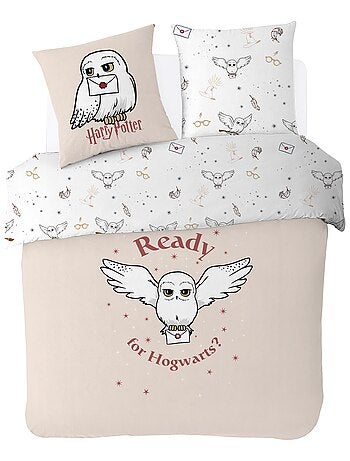 Housse de couette Harry Potter Hedwige 200x200 cm - 100% Coton - Ecru