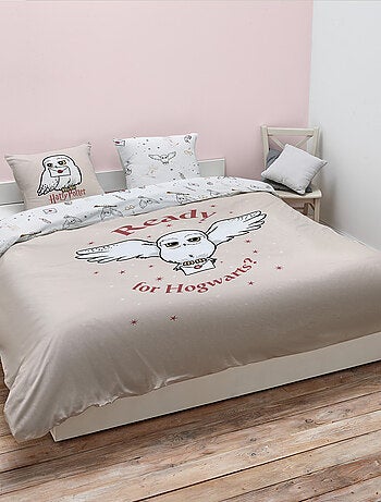 Housse de couette Harry Potter Hedwige 200x200 cm - 100% Coton - Ecru