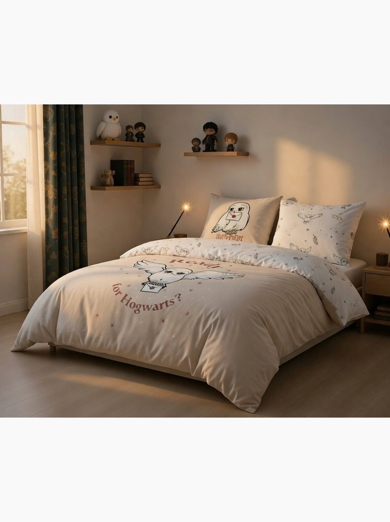 Housse de couette Harry Potter Hedwige 200x200 cm - 100% Coton - Ecru Ecru - Kiabi