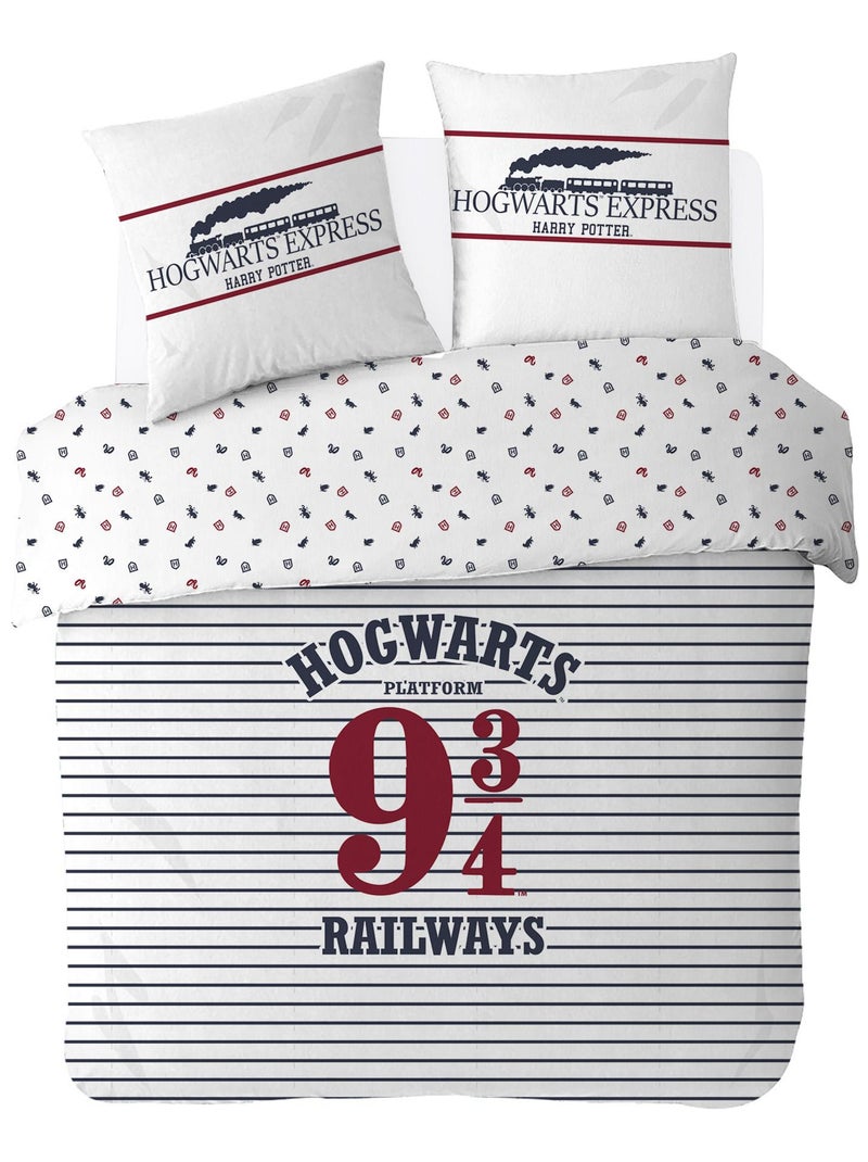 Housse de couette Harry Potter Hogwarts Express 220x240 cm - Coton Blanc - Kiabi