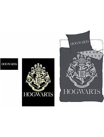 Housse de Couette Harry Potter phosphorescente 140x200 cm avec taie - Parure de lit en microfibre