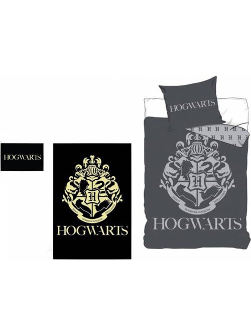Housse de Couette Harry Potter phosphorescente 140x200 cm avec taie - Parure de lit en microfibre - Kiabi