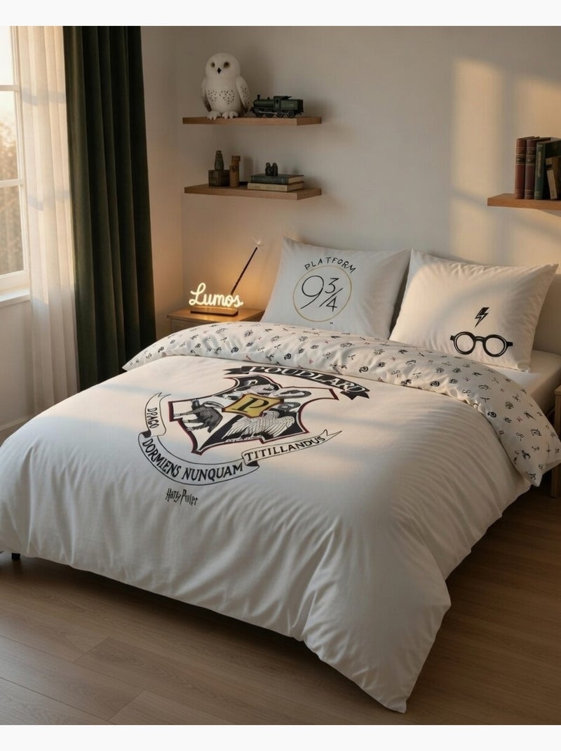 Housse de couette harry potter poudlard coton Blanc - Kiabi