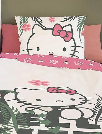 Housse de couette Hello Kitty 140x200 cm - 100% Coton - Blanc