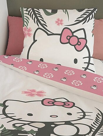 Housse de couette Hello Kitty 140x200 cm - 100% Coton - Blanc
