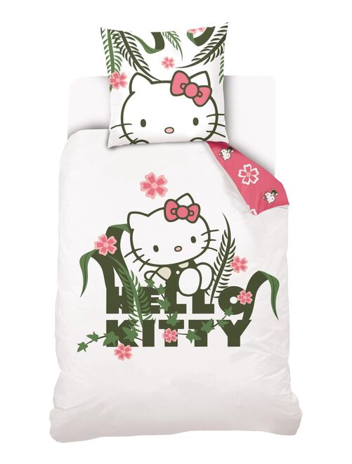Housse de couette Hello Kitty 140x200 cm - 100% Coton - Blanc - Kiabi
