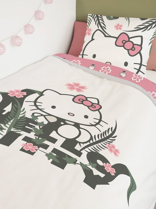 Housse de couette Hello Kitty 140x200 cm - 100% Coton - Blanc - Kiabi