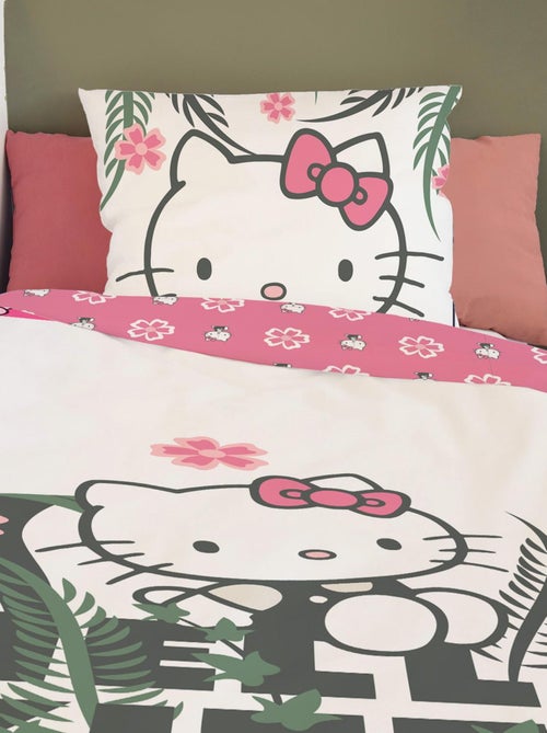 Housse de couette Hello Kitty 140x200 cm - 100% Coton - Blanc - Kiabi