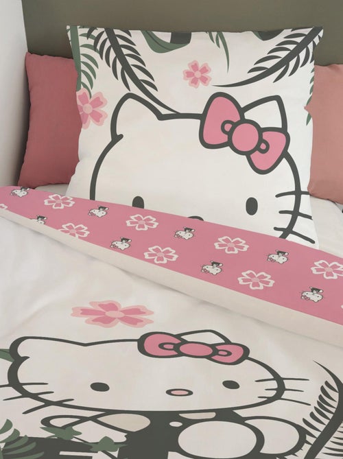 Housse de couette Hello Kitty 140x200 cm - 100% Coton - Blanc - Kiabi