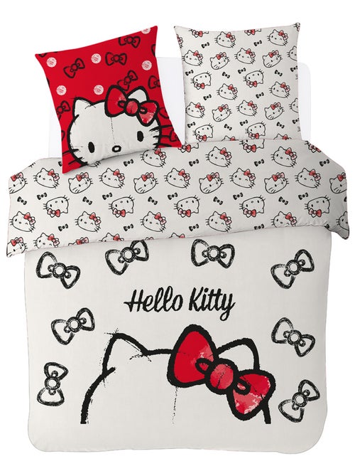 Housse de couette Hello Kitty nœuds 2 personnes - 100% Coton - Kiabi