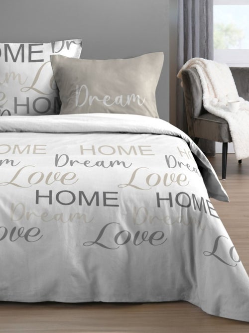 Housse de couette HOME LOVE + 2 taies coton 57 fils - Kiabi