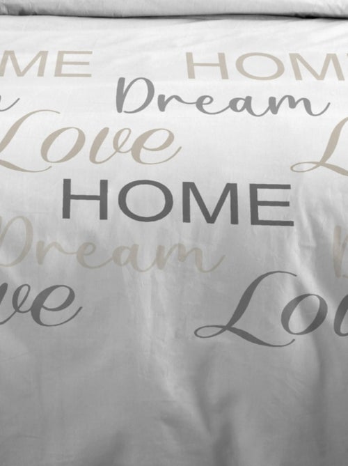 Housse de couette HOME LOVE + 2 taies coton 57 fils - Kiabi