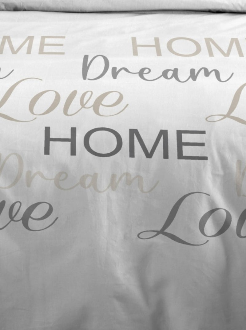 Housse de couette HOME LOVE + 2 taies coton 57 fils Beige - Kiabi