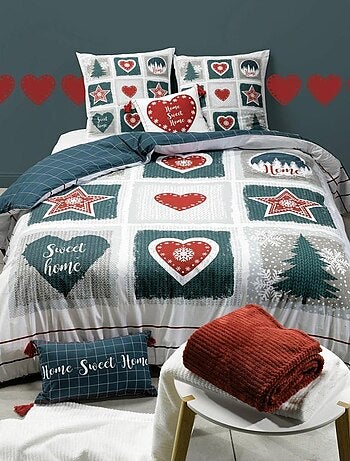 Housse de couette Home Sweet Home + taie(s) coton 57 fils