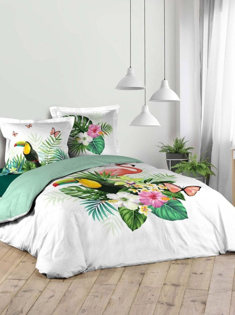 Housse de couette  Honolulu + 2 taies coton Blanc - Kiabi