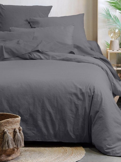 Housse de couette  Horizon ardoise 100% coton bio 57 fils - Kiabi