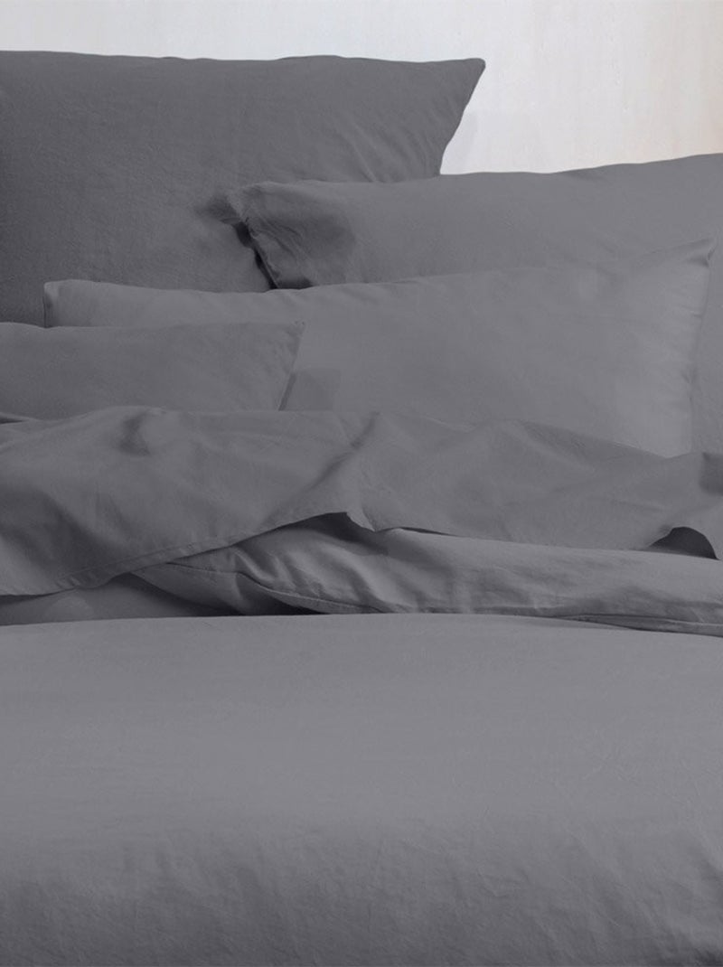 Housse de couette  Horizon ardoise 100% coton bio 57 fils Gris - Kiabi