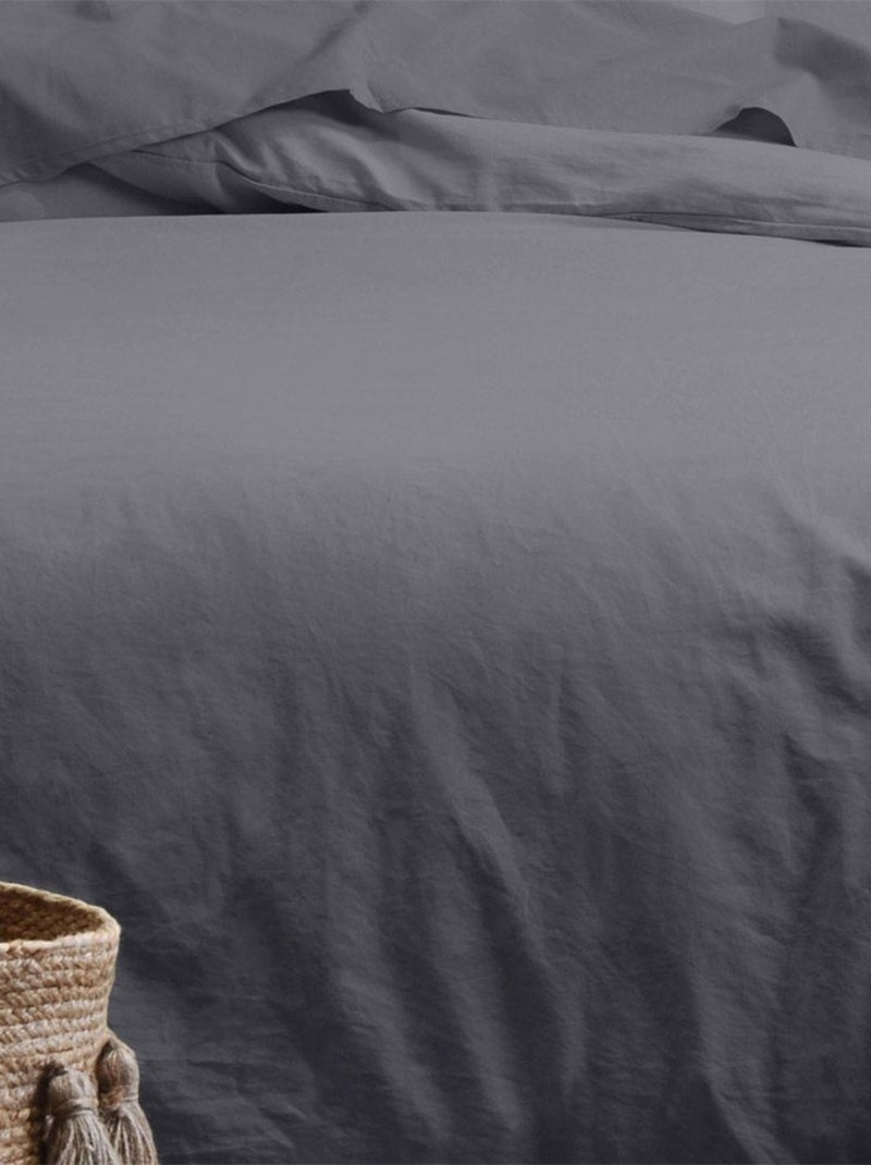 Housse de couette  Horizon ardoise 100% coton bio 57 fils Gris - Kiabi