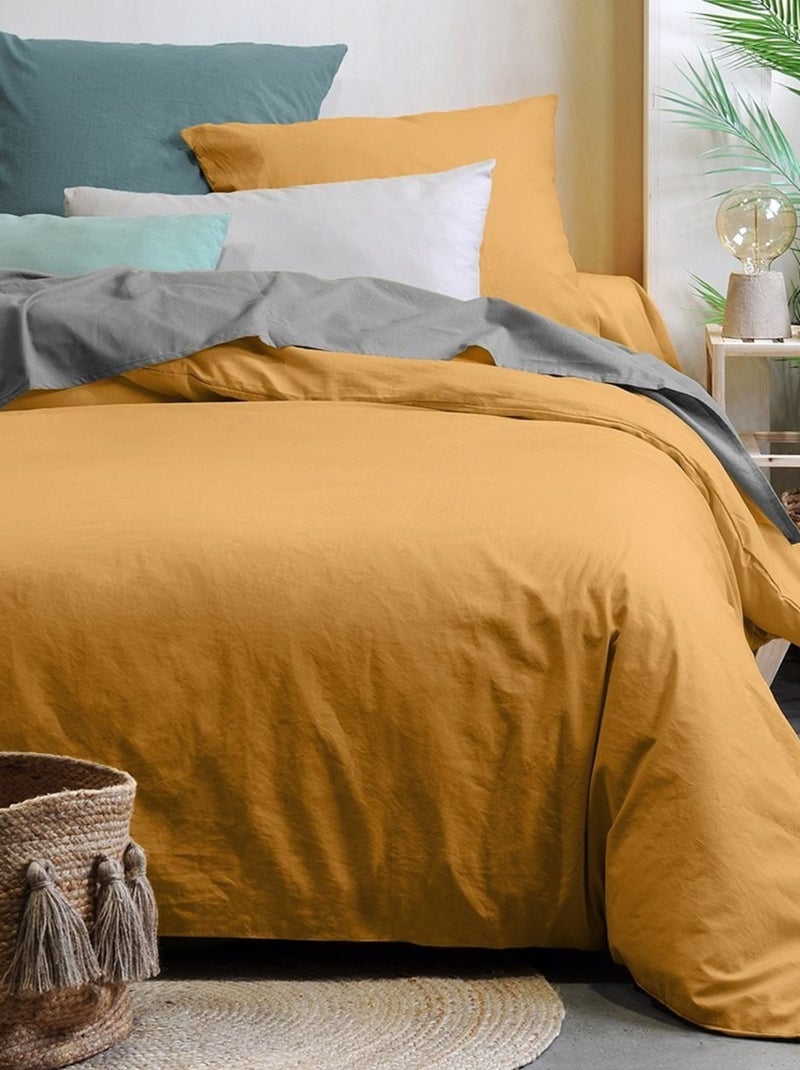 Housse de couette  Horizon lin 100% coton bio 57 fils Beige - Kiabi