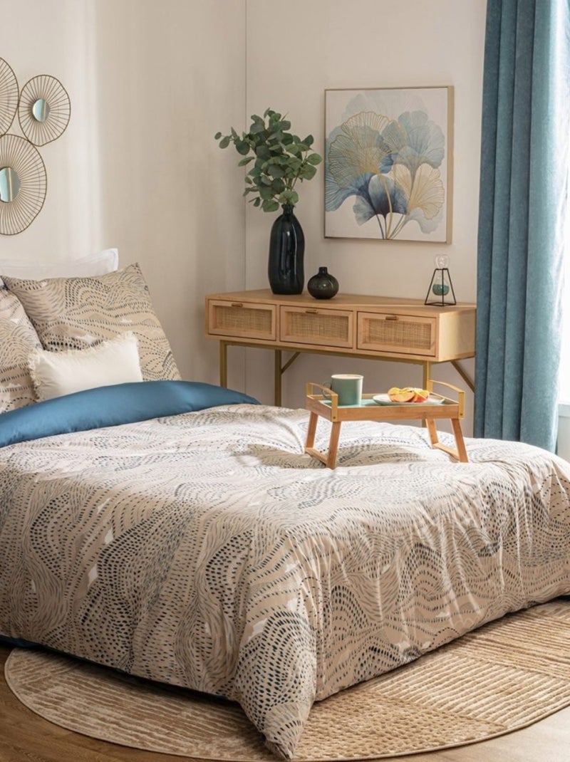 Housse de couette  Ilyan + taie(s) coton percale 80 fils Bleu - Kiabi