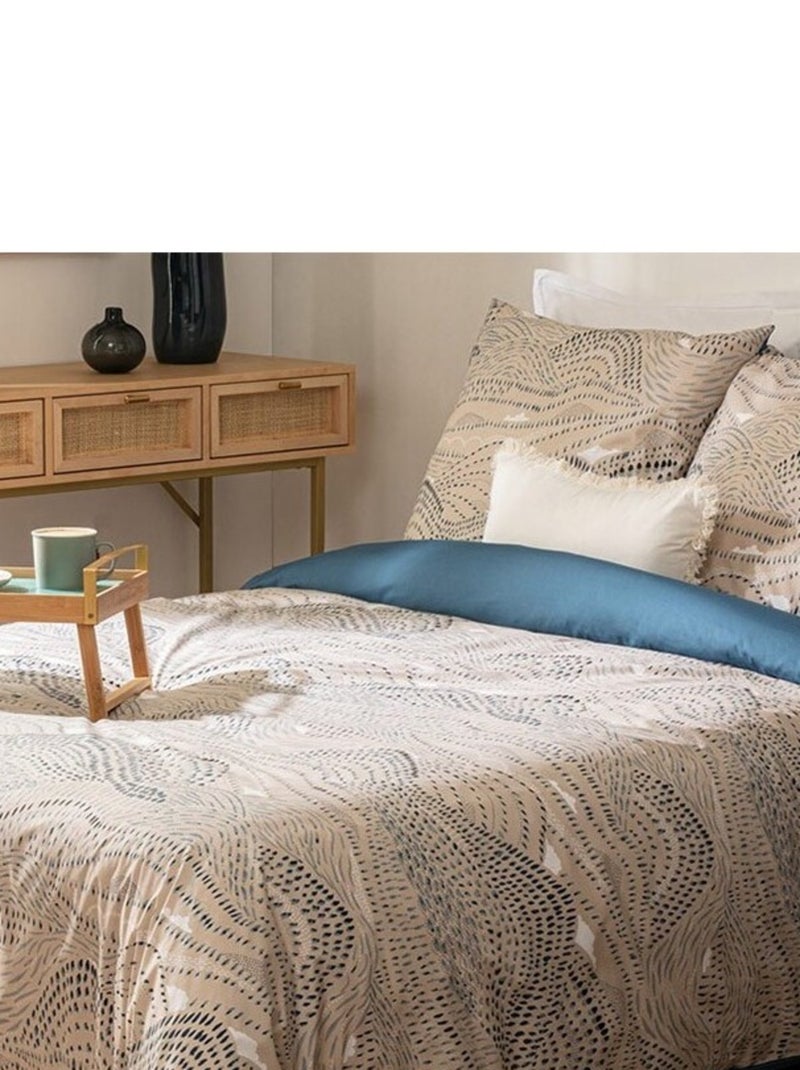 Housse de couette  Ilyan + taie(s) coton percale 80 fils Bleu - Kiabi