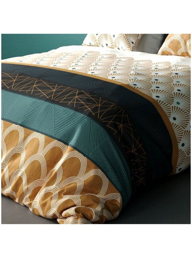 Housse de couette imprim?e + 2 taies en coton 57 fils Multicolore - Kiabi