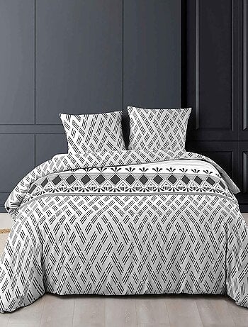 Housse de couette imprimée + 2 taies 100% coton Arcadia
