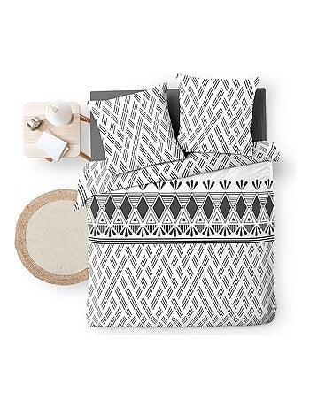 Housse de couette imprimée + 2 taies 100% coton Arcadia