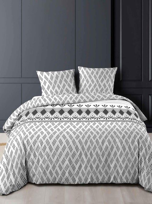 Housse de couette imprimée + 2 taies 100% coton Arcadia - Kiabi