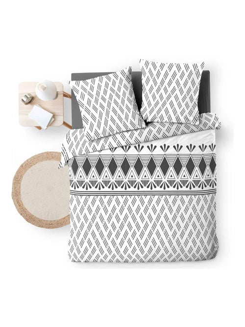 Housse de couette imprimée + 2 taies 100% coton Arcadia - Kiabi