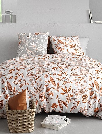 Housse de couette imprimée + 2 taies en coton 57 fils