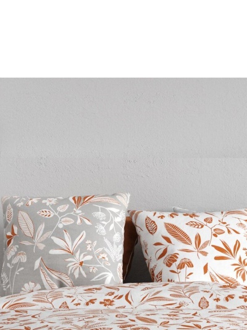 Housse de couette imprimée +  2 taies en coton 57 fils Blanc - Kiabi