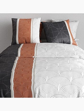 Housse de couette imprimée + 2 taies en coton 57 fils