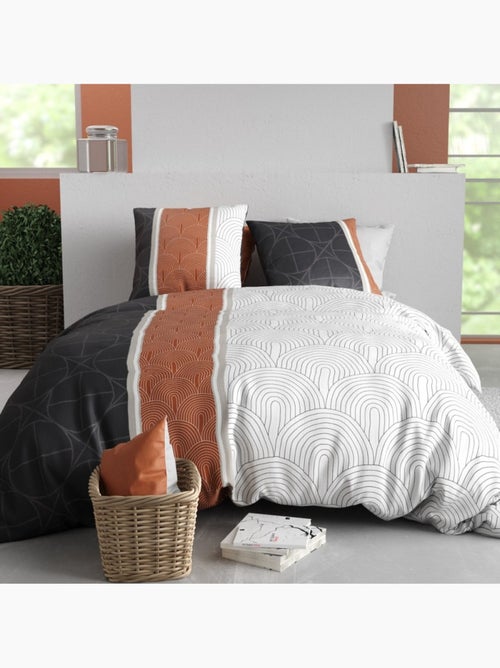 Housse de couette imprimée + 2 taies en coton 57 fils - Kiabi