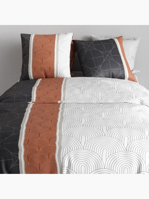 Housse de couette imprimée + 2 taies en coton 57 fils - Kiabi