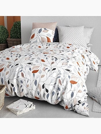 Housse de couette imprimée + 2 taies en coton 57 fils