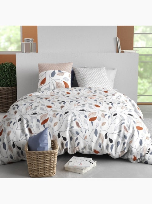 Housse de couette imprimée + 2 taies en coton 57 fils - Kiabi